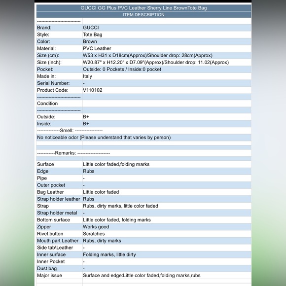 🤩NEW ITEM 🚨💰LUX GUCCI PLUS PVC SHERRY TAN LINE LARGE BAG - Picture 16 of 16